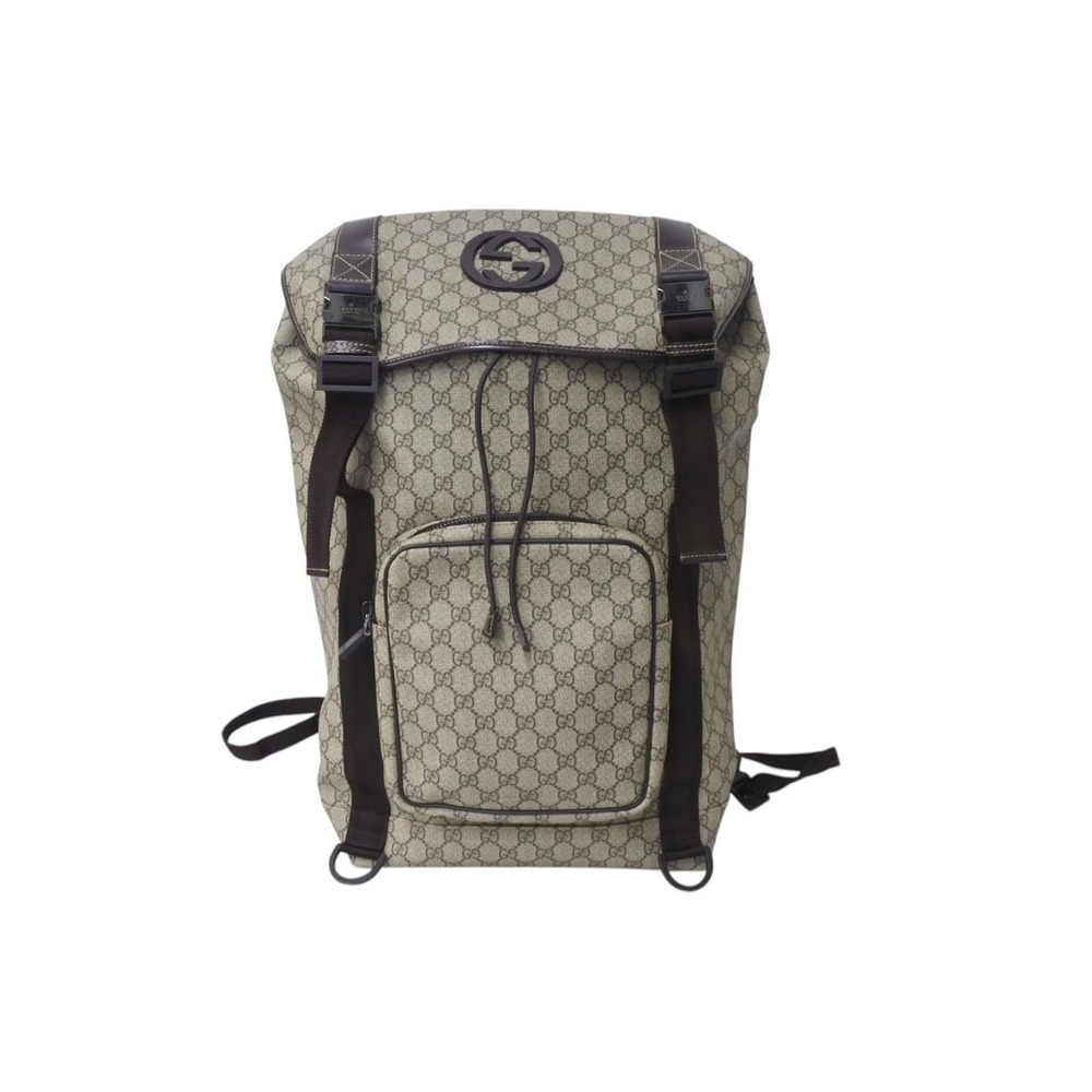 Gucci Tan Coated Canvas Beige GG Backpack Supreme Brown Interlocking GG - Picture 2 of 10